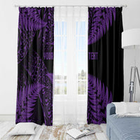 New Zealand Rugby Pacific Personalised Window Curtain All Purple Maori Pasifika Fern Pattern