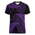 New Zealand Rugby Pacific Personalised Women V-Neck T-Shirt All Purple Maori Pasifika Fern Pattern