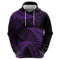 New Zealand Rugby Pacific Personalised Zip Hoodie All Purple Maori Pasifika Fern Pattern