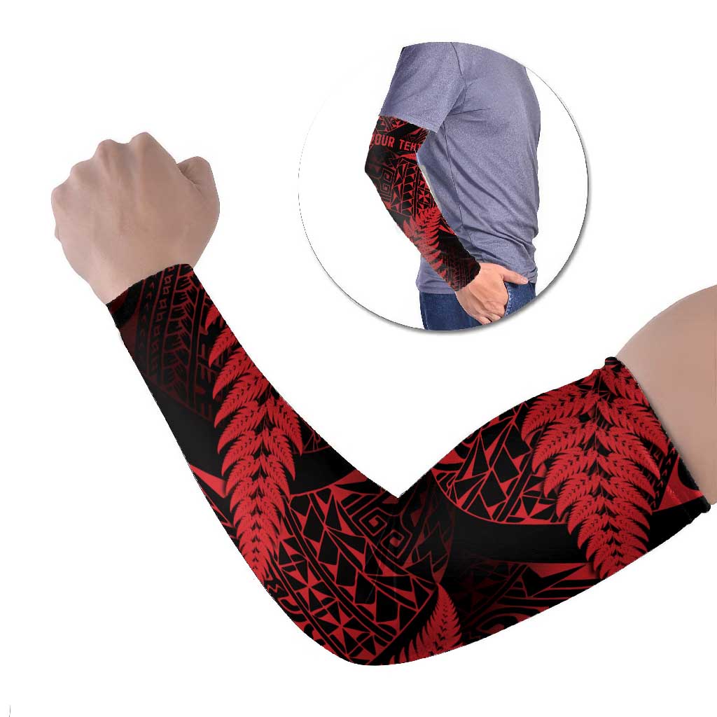 New Zealand Rugby Pacific Personalised Arm Sleeves All Red Maori Pasifika Fern Pattern - Polynesian Pride