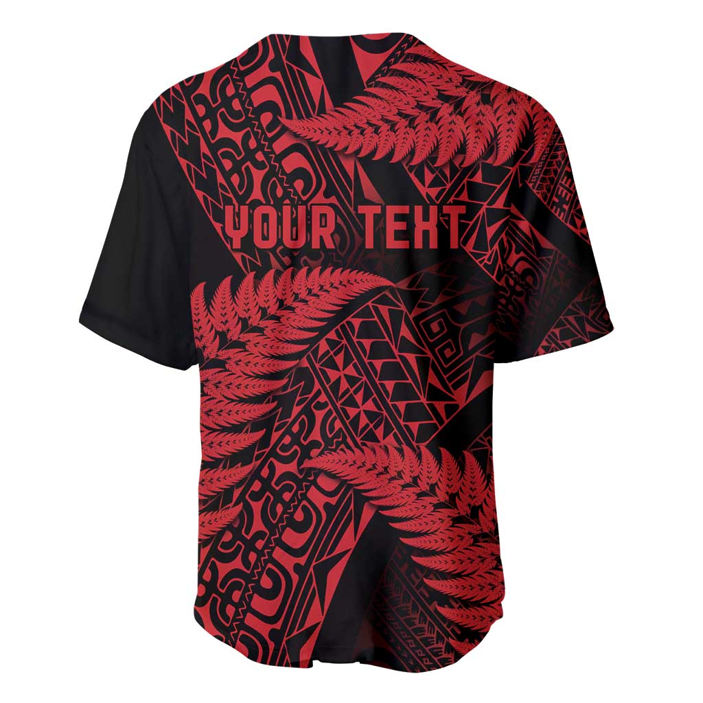 New Zealand Rugby Pacific Personalised Baseball Jersey All Red Maori Pasifika Fern Pattern