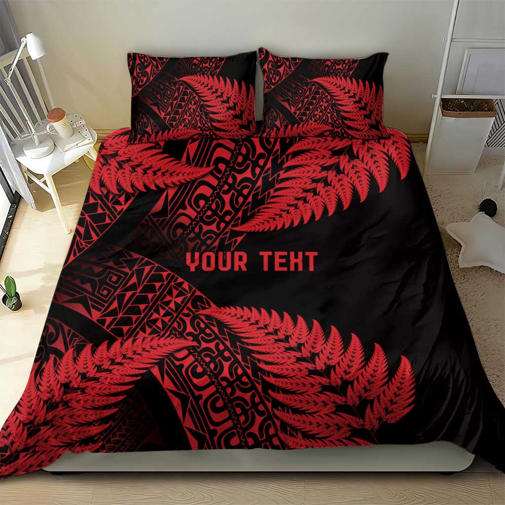 New Zealand Rugby Pacific Personalised Bedding Set All Red Maori Pasifika Fern Pattern