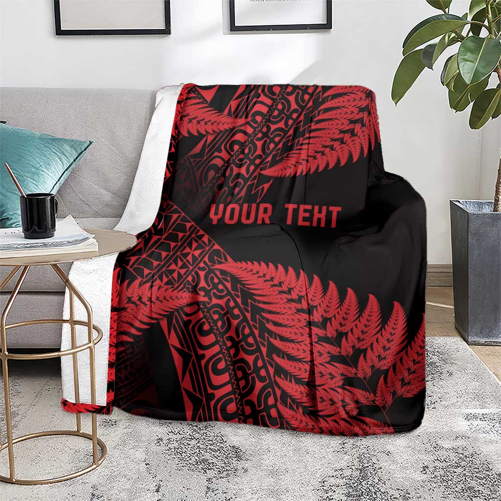 New Zealand Rugby Pacific Personalised Blanket All Red Maori Pasifika Fern Pattern
