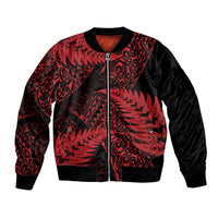 New Zealand Rugby Pacific Personalised Bomber Jacket All Red Maori Pasifika Fern Pattern