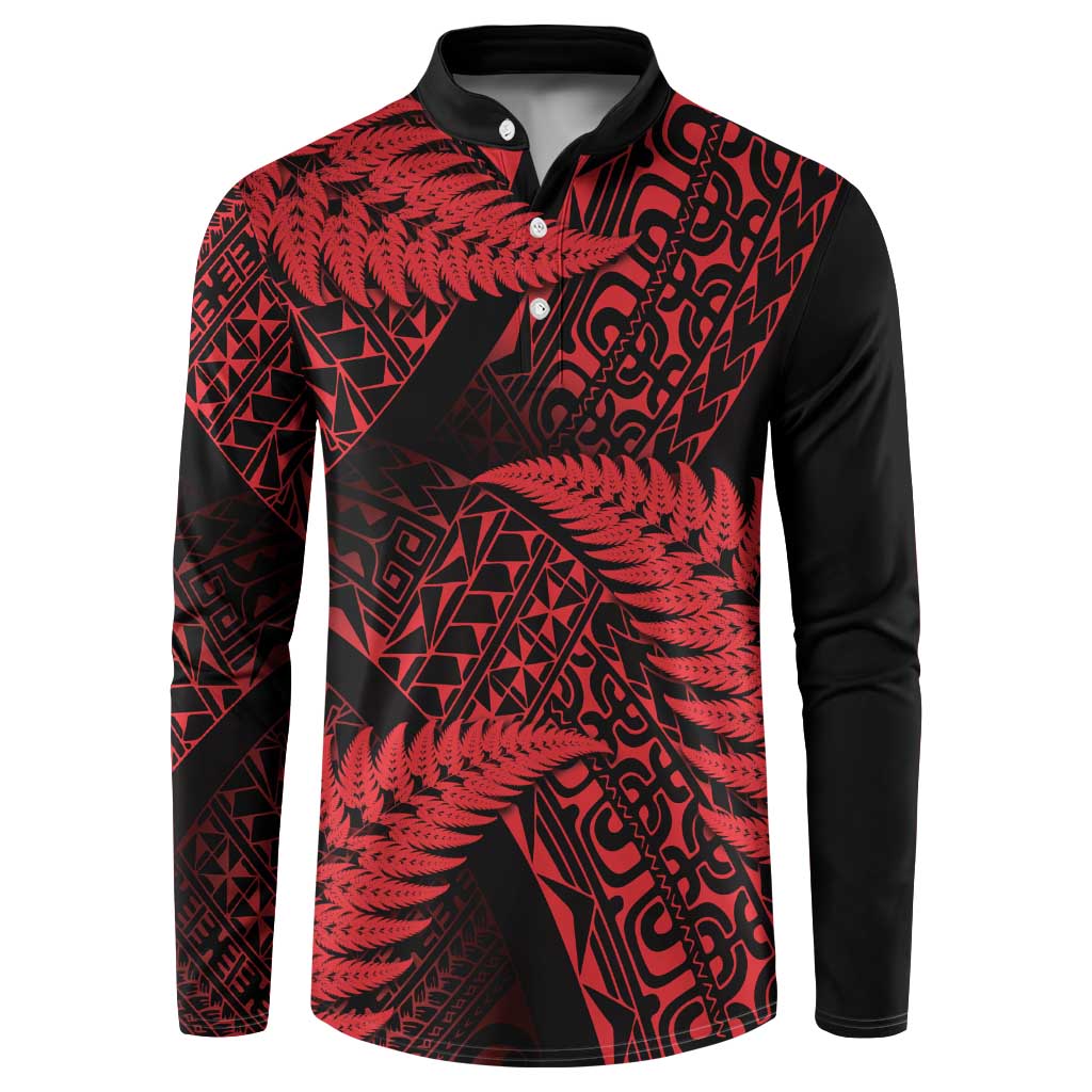 New Zealand Rugby Pacific Personalised Button Sweatshirt All Red Maori Pasifika Fern Pattern