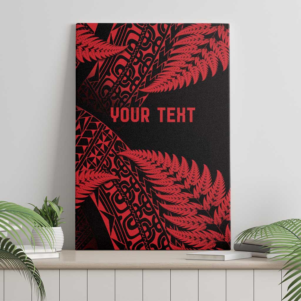 New Zealand Rugby Pacific Personalised Canvas Wall Art All Red Maori Pasifika Fern Pattern