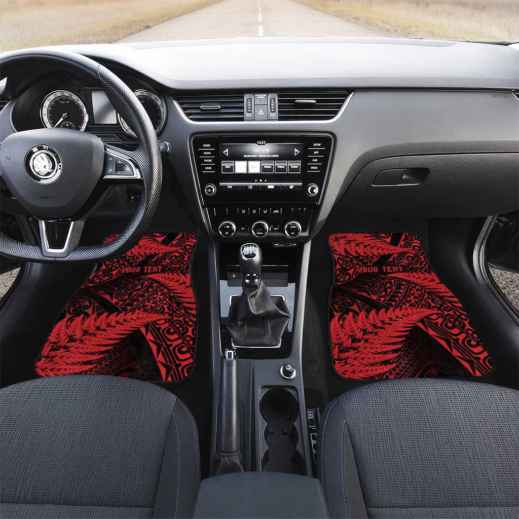 New Zealand Rugby Pacific Personalised Car Mats All Red Maori Pasifika Fern Pattern