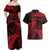 New Zealand Rugby Pacific Personalised Couples Matching Off Shoulder Maxi Dress and Hawaiian Shirt All Red Maori Pasifika Fern Pattern