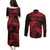 New Zealand Rugby Pacific Personalised Couples Matching Puletasi and Long Sleeve Button Shirt All Red Maori Pasifika Fern Pattern