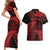 New Zealand Rugby Pacific Personalised Couples Matching Short Sleeve Bodycon Dress and Hawaiian Shirt All Red Maori Pasifika Fern Pattern