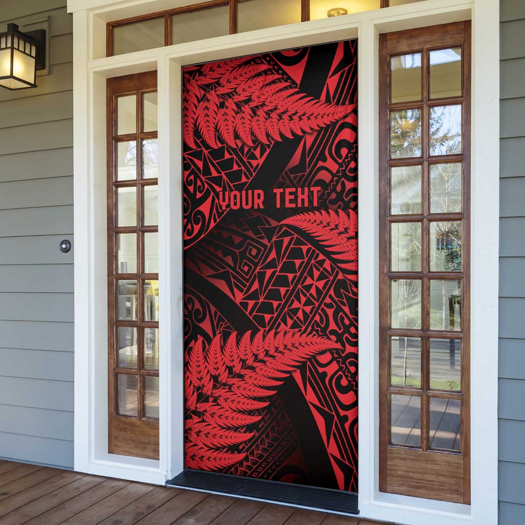 New Zealand Rugby Pacific Personalised Door Cover All Red Maori Pasifika Fern Pattern - Polynesian Pride