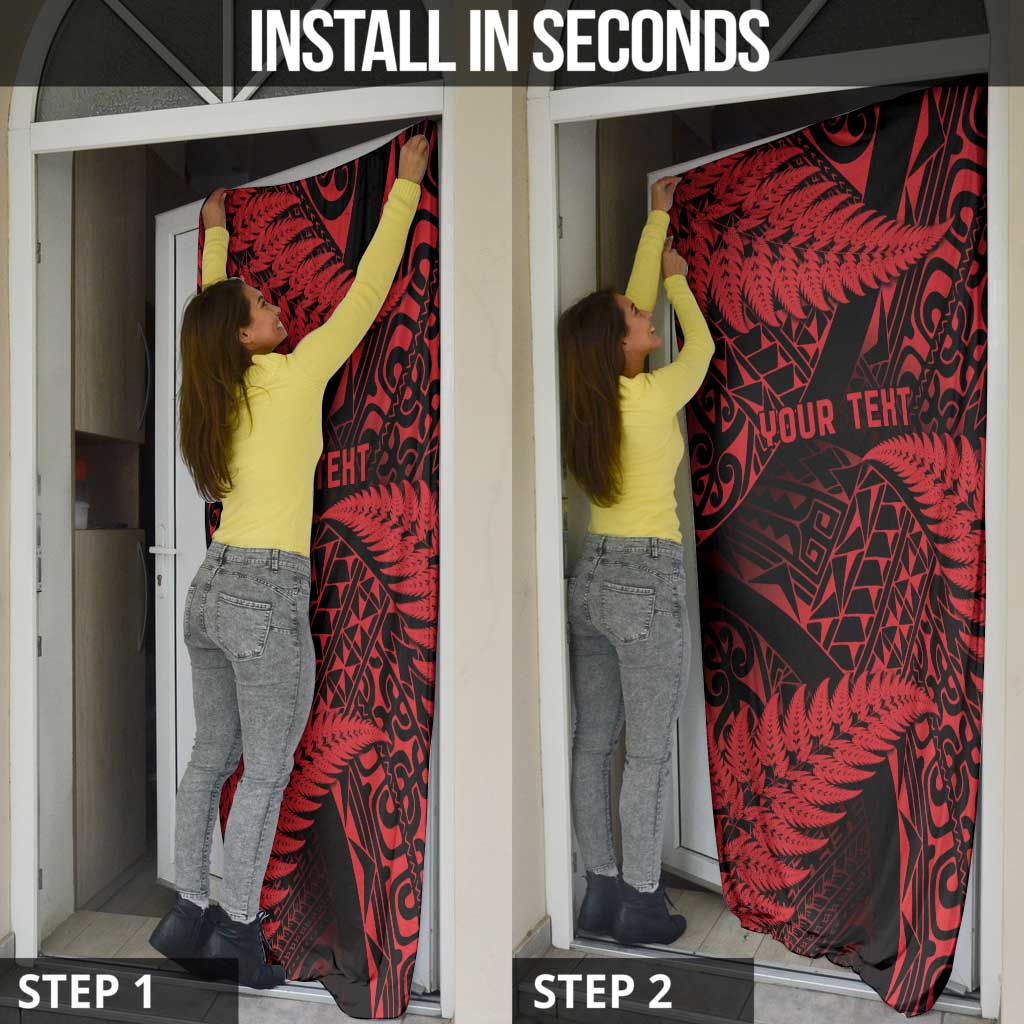 New Zealand Rugby Pacific Personalised Door Cover All Red Maori Pasifika Fern Pattern - Polynesian Pride