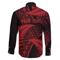 New Zealand Rugby Pacific Personalised Family Matching Long Sleeve Bodycon Dress and Hawaiian Shirt All Red Maori Pasifika Fern Pattern