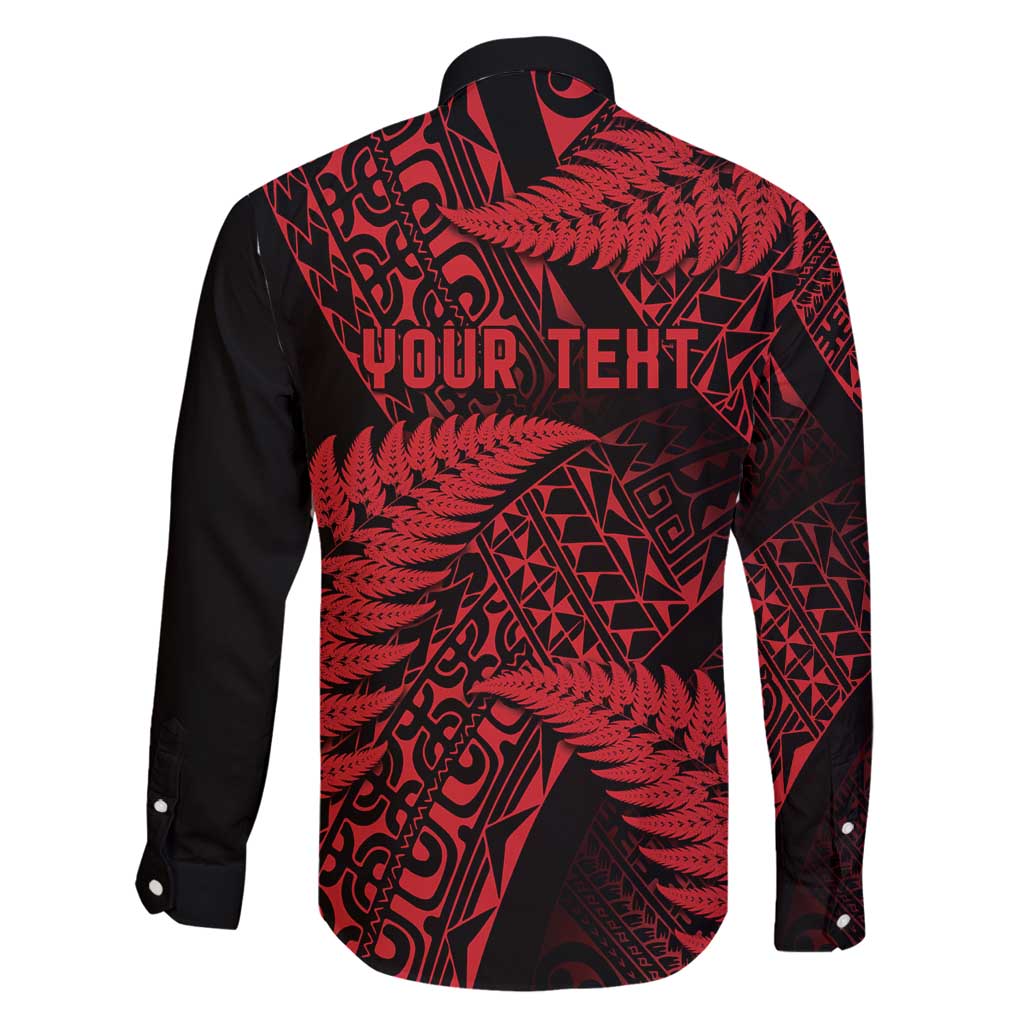 New Zealand Rugby Pacific Personalised Family Matching Off Shoulder Maxi Dress and Hawaiian Shirt All Red Maori Pasifika Fern Pattern
