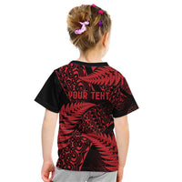 New Zealand Rugby Pacific Personalised Kid T Shirt All Red Maori Pasifika Fern Pattern