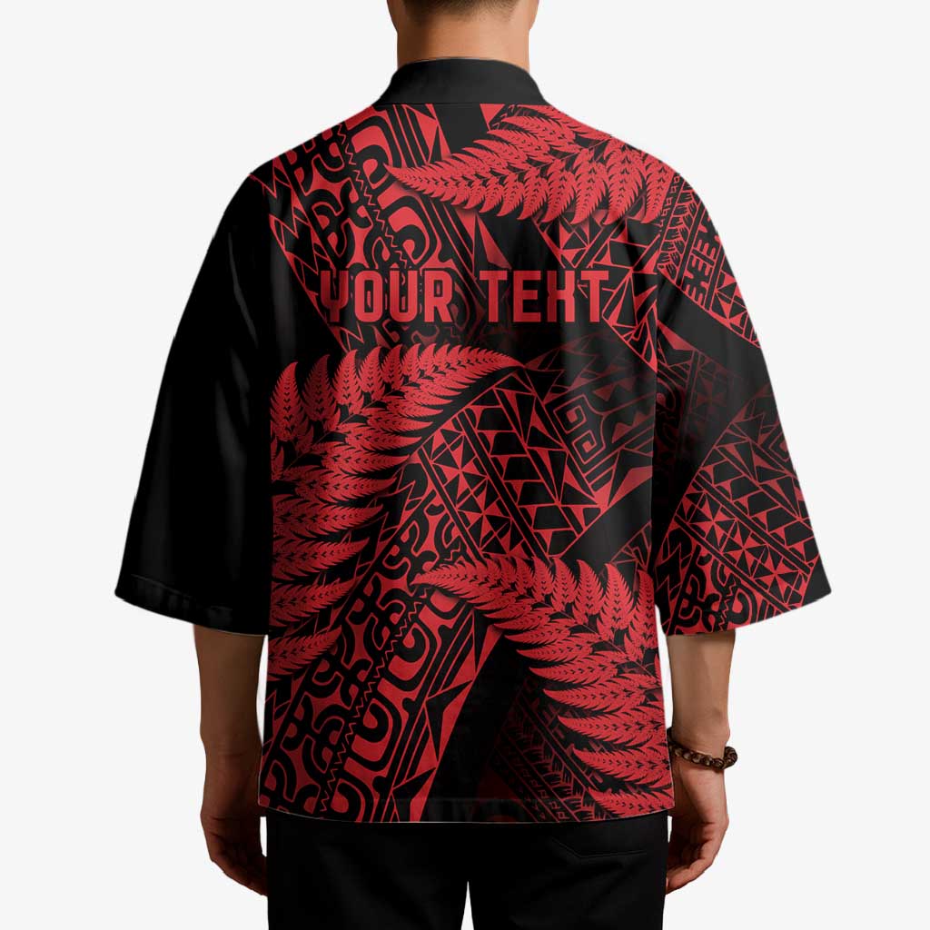 New Zealand Rugby Pacific Personalised Kimono All Red Maori Pasifika Fern Pattern - Polynesian Pride