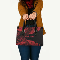 New Zealand Rugby Pacific Personalised Leather Bag All Red Maori Pasifika Fern Pattern - Polynesian Pride