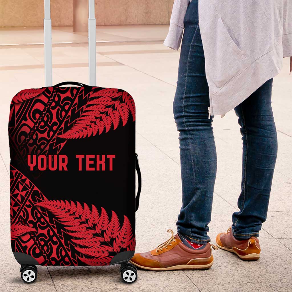 New Zealand Rugby Pacific Personalised Luggage Cover All Red Maori Pasifika Fern Pattern