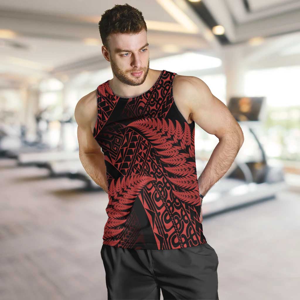 New Zealand Rugby Pacific Personalised Men Tank Top All Red Maori Pasifika Fern Pattern