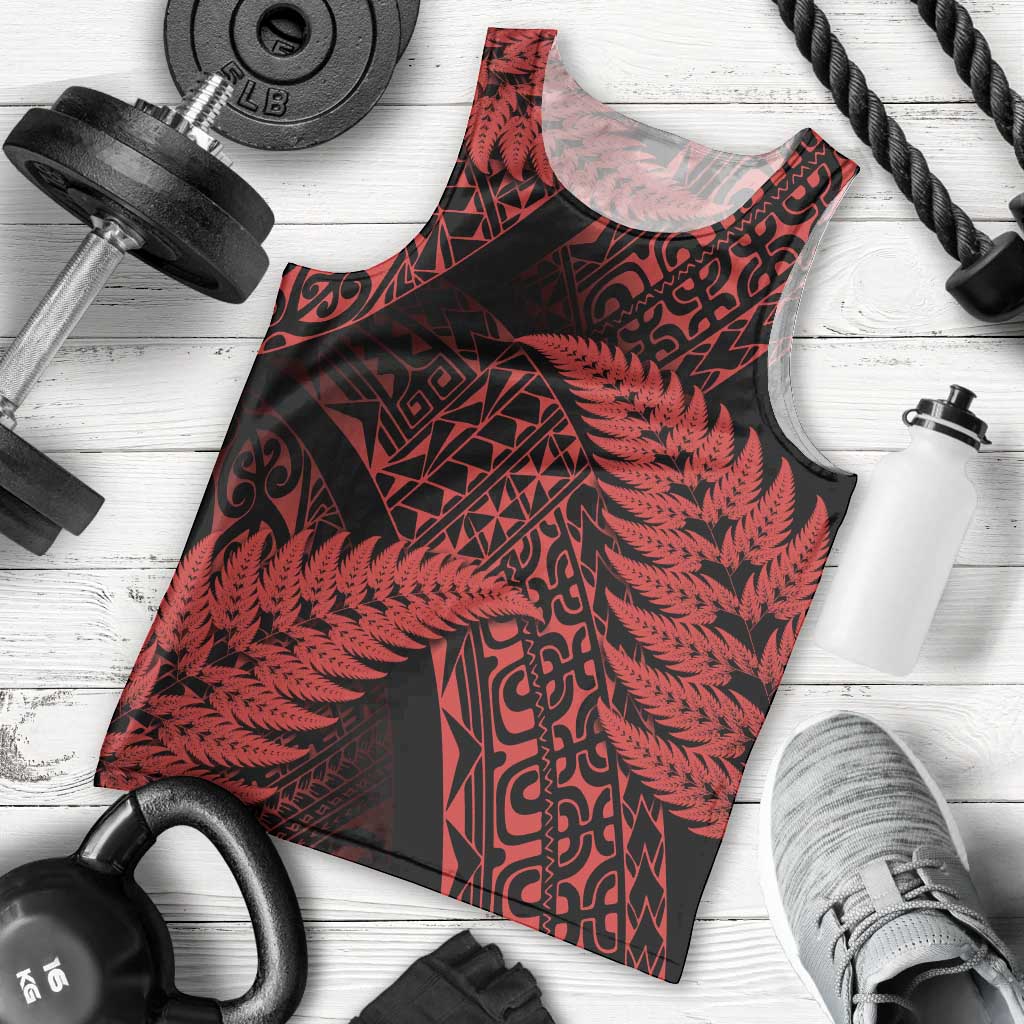 New Zealand Rugby Pacific Personalised Men Tank Top All Red Maori Pasifika Fern Pattern