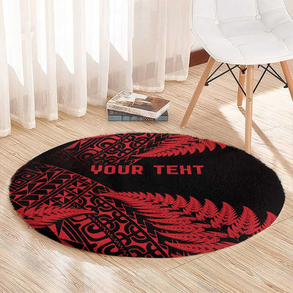 New Zealand Rugby Pacific Personalised Round Carpet All Red Maori Pasifika Fern Pattern
