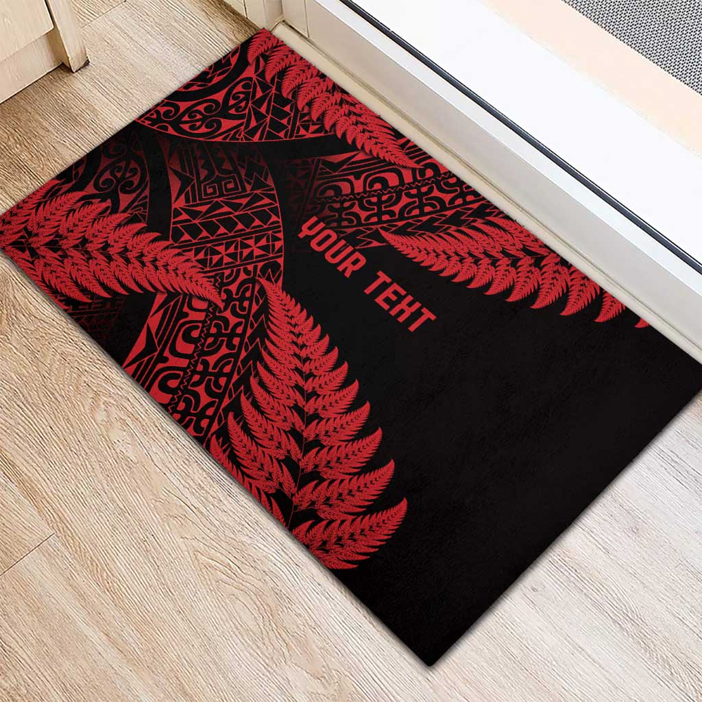 New Zealand Rugby Pacific Personalised Rubber Doormat All Red Maori Pasifika Fern Pattern