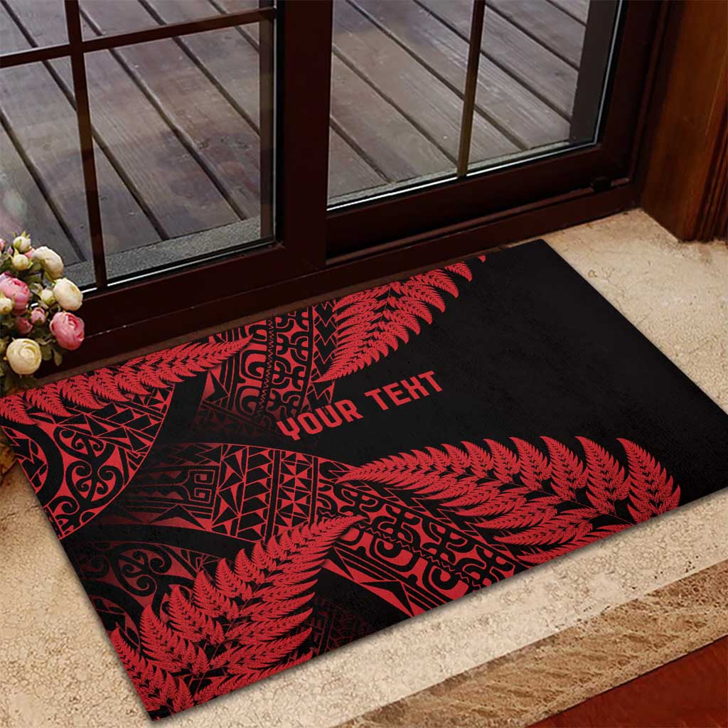 New Zealand Rugby Pacific Personalised Rubber Doormat All Red Maori Pasifika Fern Pattern