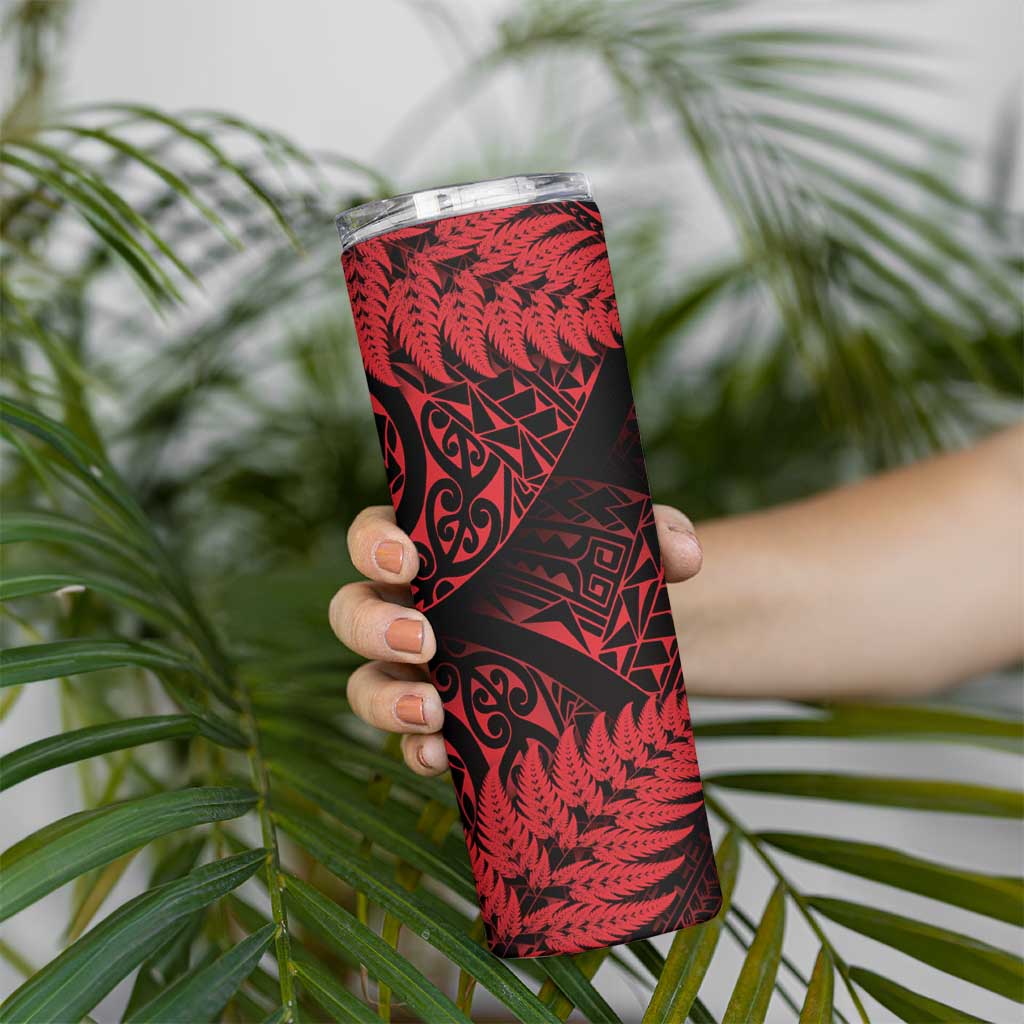 New Zealand Rugby Pacific Personalised Skinny Tumbler All Red Maori Pasifika Fern Pattern