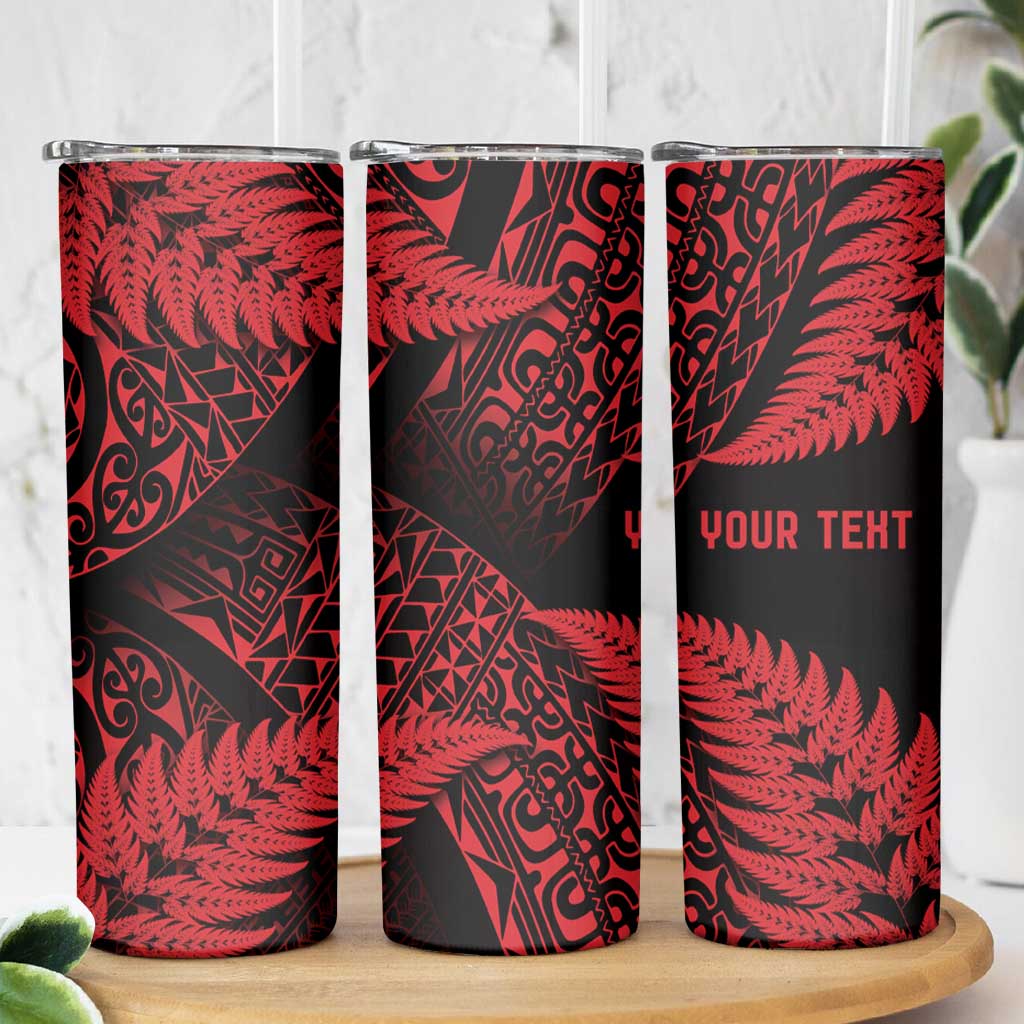 New Zealand Rugby Pacific Personalised Skinny Tumbler All Red Maori Pasifika Fern Pattern