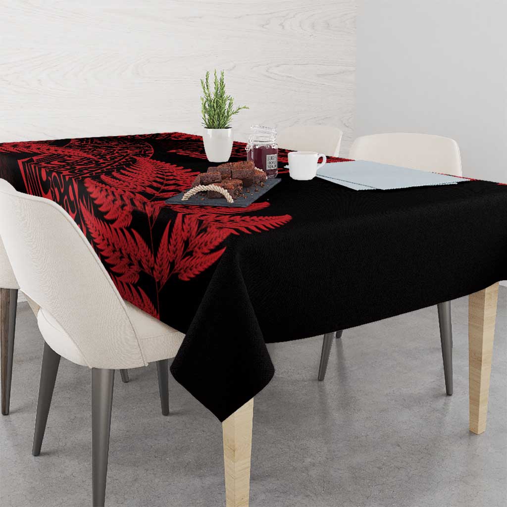 New Zealand Rugby Pacific Personalised Tablecloth All Red Maori Pasifika Fern Pattern