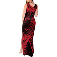 New Zealand Rugby Pacific Personalised Tank Maxi Dress All Red Maori Pasifika Fern Pattern