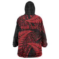 New Zealand Rugby Pacific Personalised Wearable Blanket Hoodie All Red Maori Pasifika Fern Pattern