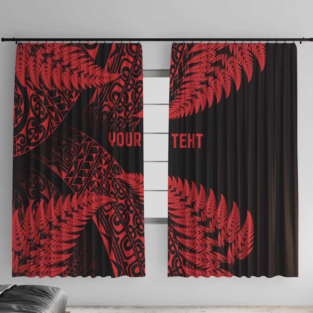 New Zealand Rugby Pacific Personalised Window Curtain All Red Maori Pasifika Fern Pattern