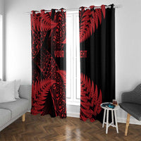 New Zealand Rugby Pacific Personalised Window Curtain All Red Maori Pasifika Fern Pattern