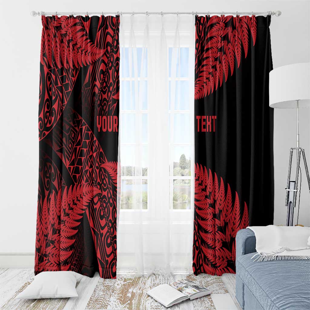 New Zealand Rugby Pacific Personalised Window Curtain All Red Maori Pasifika Fern Pattern