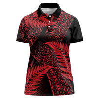 New Zealand Rugby Pacific Personalised Women Polo Shirt All Red Maori Pasifika Fern Pattern