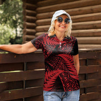 New Zealand Rugby Pacific Personalised Women Polo Shirt All Red Maori Pasifika Fern Pattern