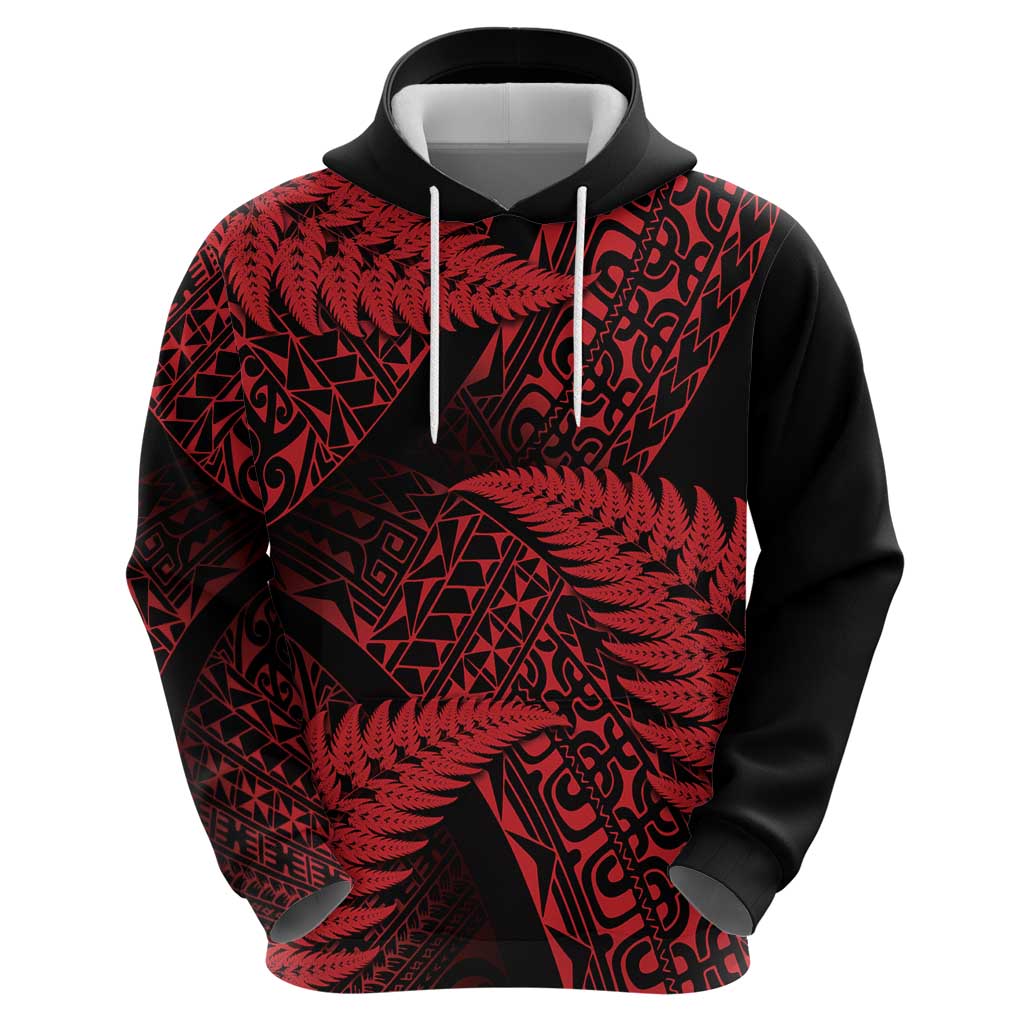 New Zealand Rugby Pacific Personalised Zip Hoodie All Red Maori Pasifika Fern Pattern