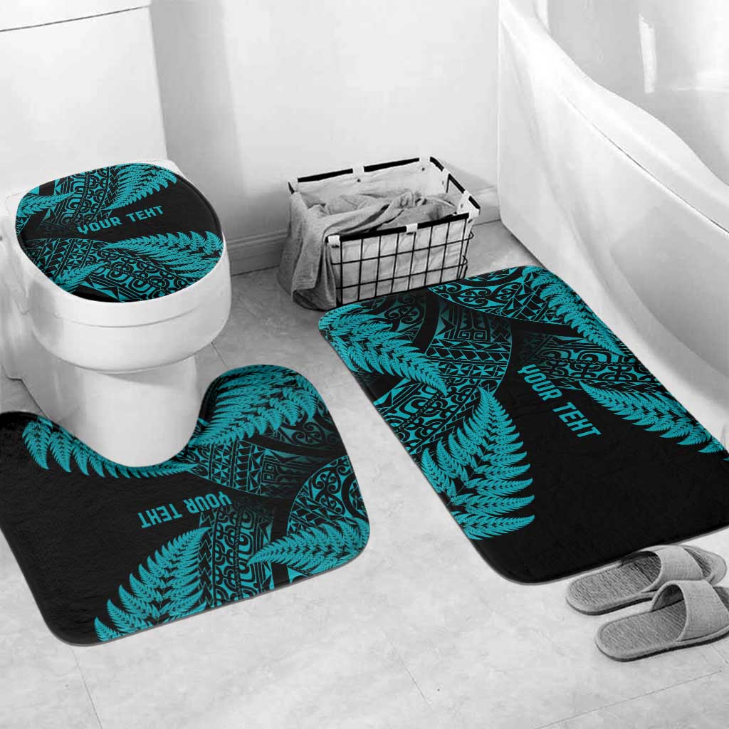 New Zealand Rugby Pacific Personalised Bathroom Set All Turquoise Maori Pasifika Fern Pattern - Polynesian Pride