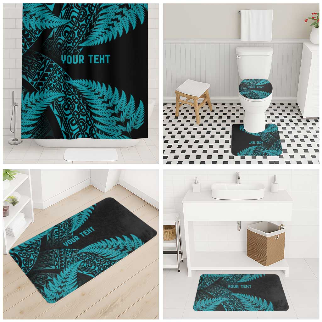 New Zealand Rugby Pacific Personalised Bathroom Set All Turquoise Maori Pasifika Fern Pattern - Polynesian Pride