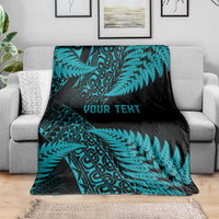 New Zealand Rugby Pacific Personalised Blanket All Turquoise Maori Pasifika Fern Pattern