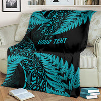 New Zealand Rugby Pacific Personalised Blanket All Turquoise Maori Pasifika Fern Pattern