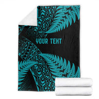 New Zealand Rugby Pacific Personalised Blanket All Turquoise Maori Pasifika Fern Pattern