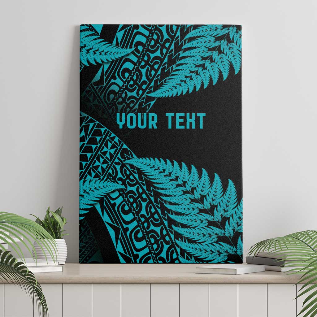 New Zealand Rugby Pacific Personalised Canvas Wall Art All Turquoise Maori Pasifika Fern Pattern