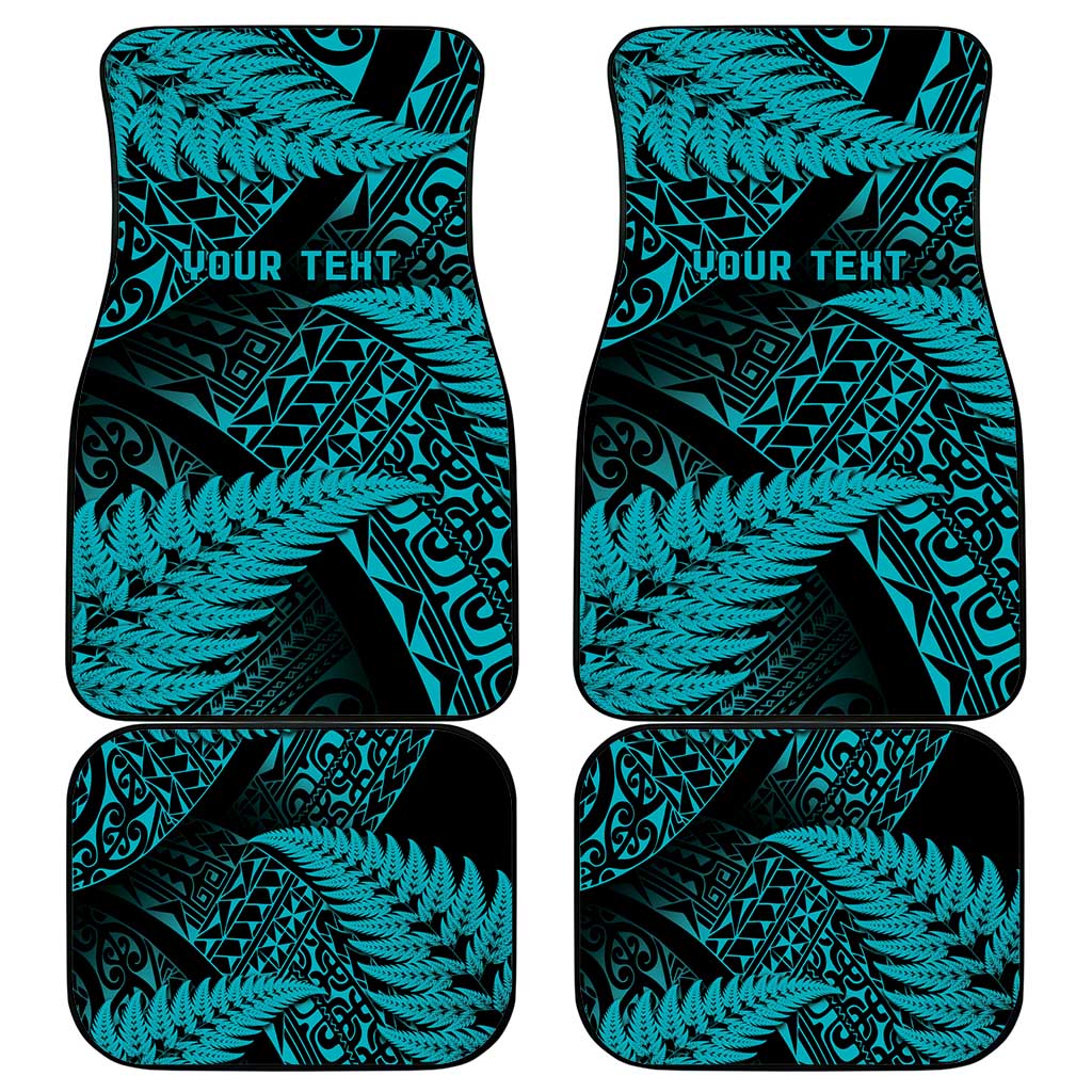 New Zealand Rugby Pacific Personalised Car Mats All Turquoise Maori Pasifika Fern Pattern