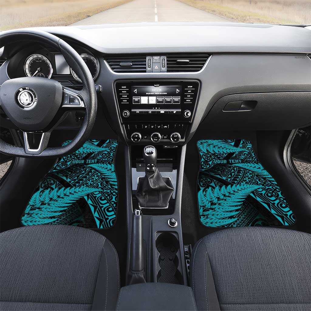 New Zealand Rugby Pacific Personalised Car Mats All Turquoise Maori Pasifika Fern Pattern