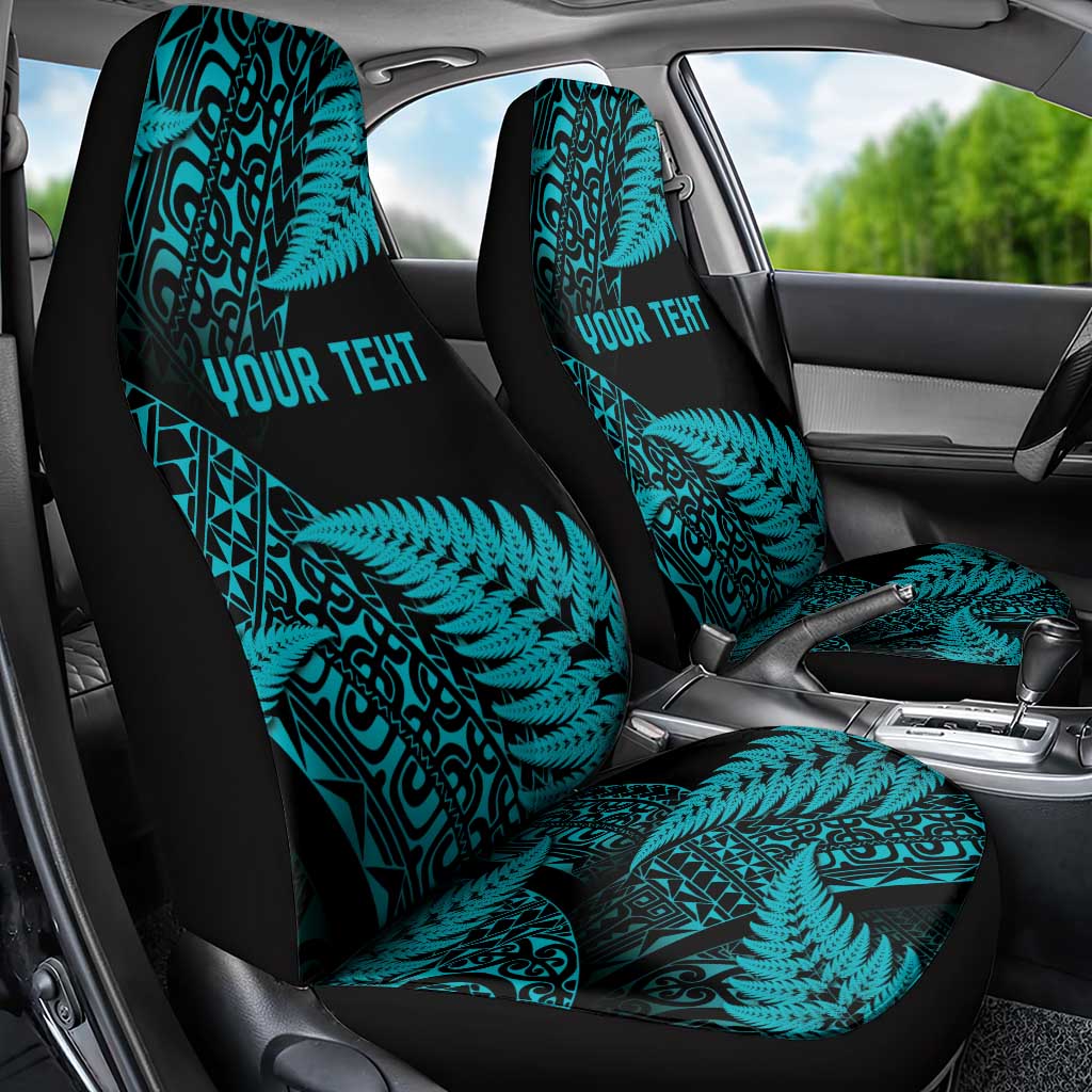 New Zealand Rugby Pacific Personalised Car Seat Cover All Turquoise Maori Pasifika Fern Pattern