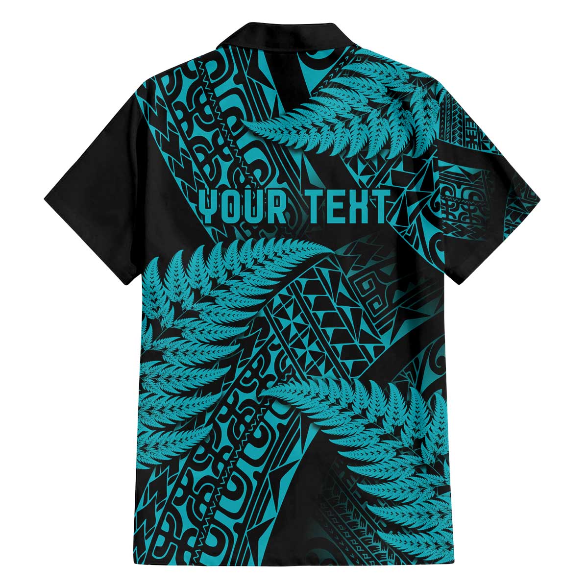 New Zealand Rugby Pacific Personalised Family Matching Off The Shoulder Long Sleeve Dress and Hawaiian Shirt All Turquoise Maori Pasifika Fern Pattern