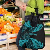 New Zealand Rugby Pacific Personalised Grocery Bag All Turquoise Maori Pasifika Fern Pattern