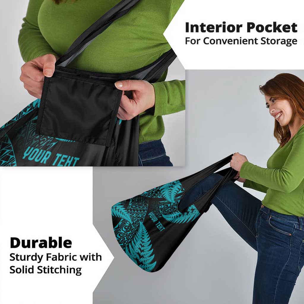 New Zealand Rugby Pacific Personalised Grocery Bag All Turquoise Maori Pasifika Fern Pattern